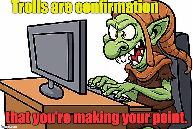 Internet Trolls | Trolls are confirmation; that you're making your point. | image tagged in facts opinions perceptions truth lies | made w/ Imgflip meme maker