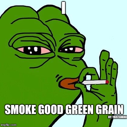 Dank pepe | I; SMOKE GOOD GREEN GRAIN; BY: TRISTANXXX | image tagged in dank pepe | made w/ Imgflip meme maker