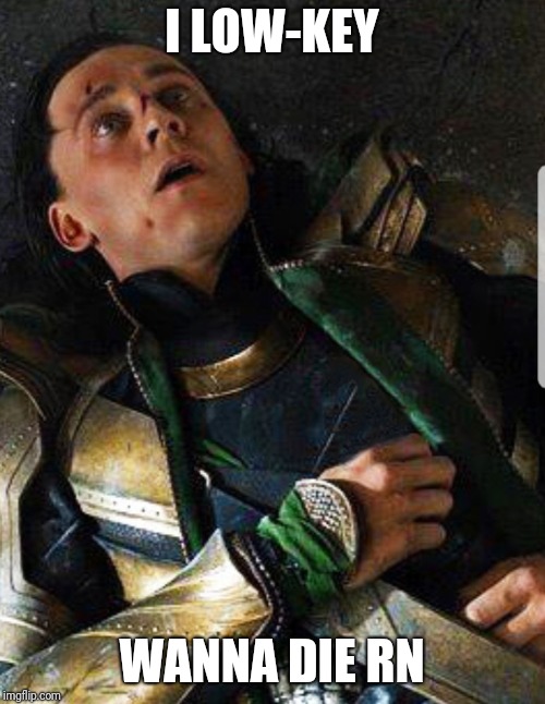 Loki dies | I LOW-KEY; WANNA DIE RN | image tagged in loki | made w/ Imgflip meme maker