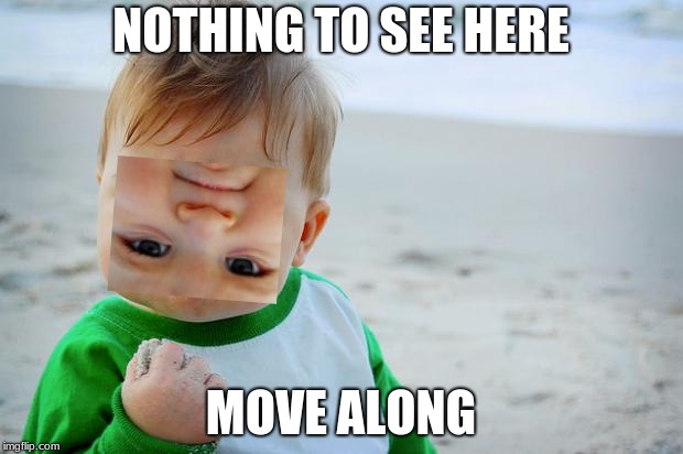 sucess kid | NOTHING TO SEE HERE; MOVE ALONG | image tagged in sucess kid | made w/ Imgflip meme maker