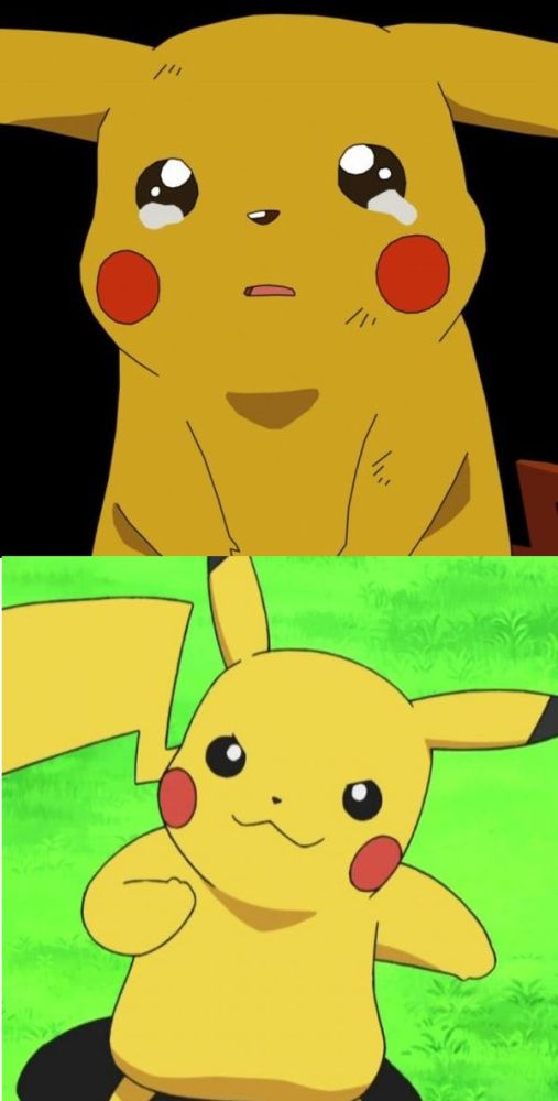 sad and happy pikachu Blank Meme Template