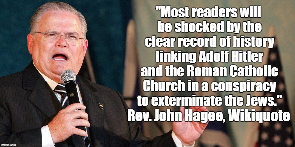 "Most readers will be shocked by the clear record of history linking Adolf Hitler and the Roman Catholic Church in a conspiracy to extermina | made w/ Imgflip meme maker