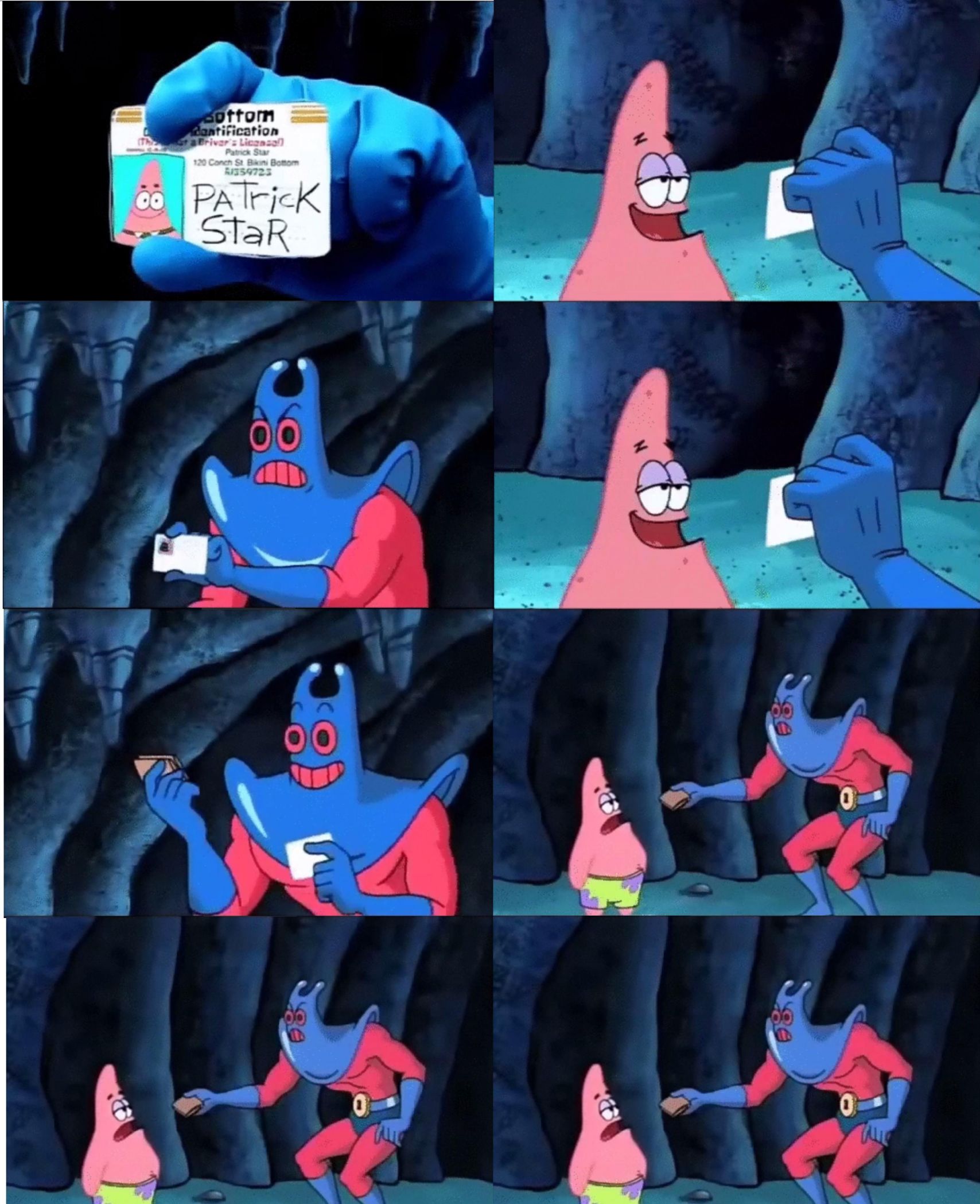 Patrick Star and Man Ray Blank Meme Template