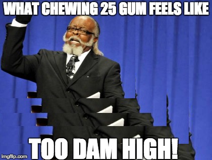 WHAT CHEWING 25 GUM FEELS LIKE TOO DAM HIGH! | made w/ Imgflip meme maker