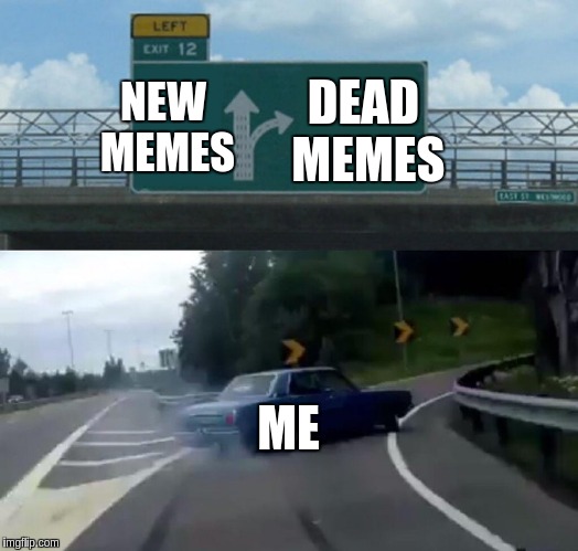 dead memes arent dead memes to me | NEW MEMES; DEAD MEMES; ME | image tagged in memes,left exit 12 off ramp | made w/ Imgflip meme maker