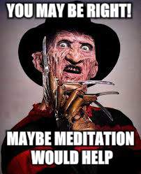 YOU MAY BE RIGHT! MAYBE MEDITATION WOULD HELP! | image tagged in freddy | made w/ Imgflip meme maker