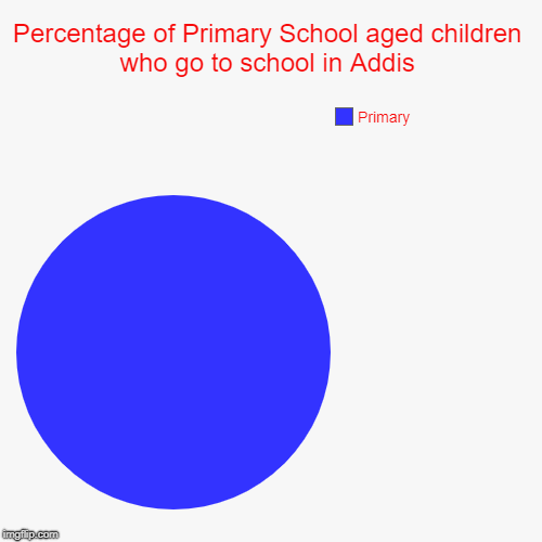 Percentage of Primary School aged children who go to school in Addis | Primary | image tagged in funny,pie charts | made w/ Imgflip chart maker