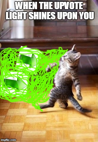 Cool Cat Stroll Meme | WHEN THE UPVOTE LIGHT SHINES UPON YOU | image tagged in memes,cool cat stroll | made w/ Imgflip meme maker