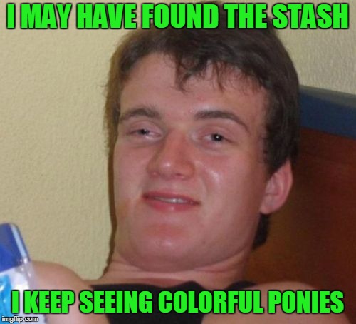 10 Guy Meme | I MAY HAVE FOUND THE STASH I KEEP SEEING COLORFUL PONIES | image tagged in memes,10 guy | made w/ Imgflip meme maker