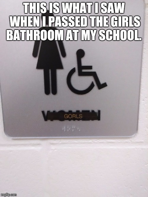 Still surprised I found this | THIS IS WHAT I SAW WHEN I PASSED THE GIRLS BATHROOM AT MY SCHOOL. | image tagged in girl,meme | made w/ Imgflip meme maker