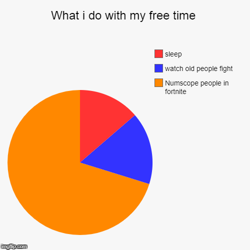 What i do with my free time | Numscope people in fortnite, watch old people fight, sleep | image tagged in funny,pie charts | made w/ Imgflip chart maker