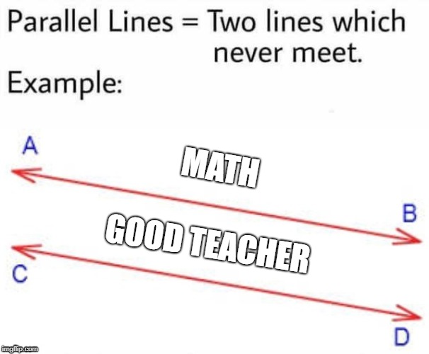 Parallel Lines | MATH; GOOD TEACHER | image tagged in parallel lines | made w/ Imgflip meme maker
