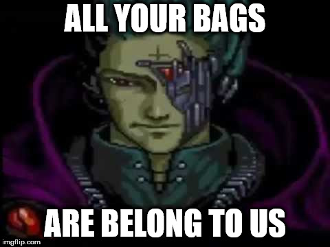 Self checkout bagging | ALL YOUR BAGS; ARE BELONG TO US | image tagged in all your base,bags | made w/ Imgflip meme maker