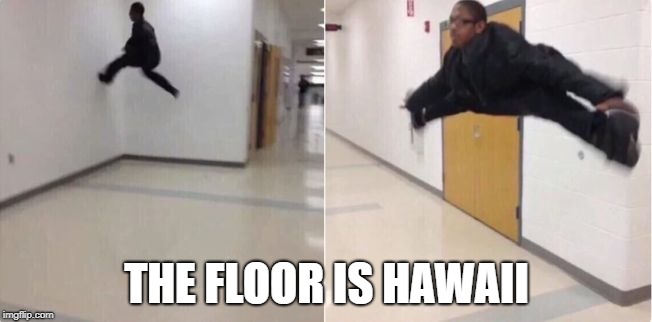 floor is lava | THE FLOOR IS HAWAII | image tagged in floor is lava,hawaii,dank,too soon | made w/ Imgflip meme maker