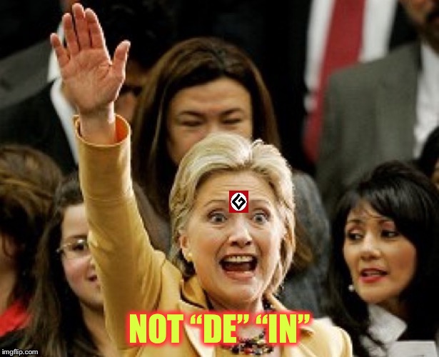 Hillary Nazi | NOT “DE” “IN” | image tagged in hillary nazi | made w/ Imgflip meme maker