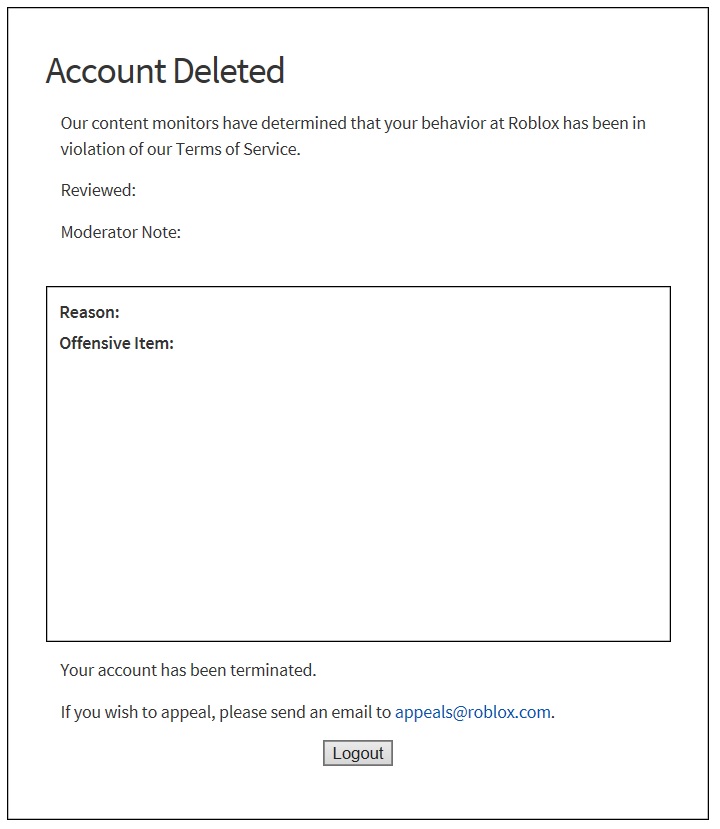 Banned From Roblox Blank Template Imgflip - roblox ban screen