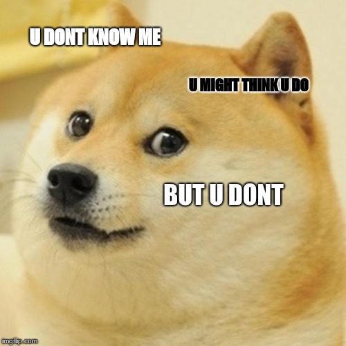 Doge Meme | U DONT KNOW ME; U MIGHT THINK U DO; BUT U DONT | image tagged in memes,doge | made w/ Imgflip meme maker