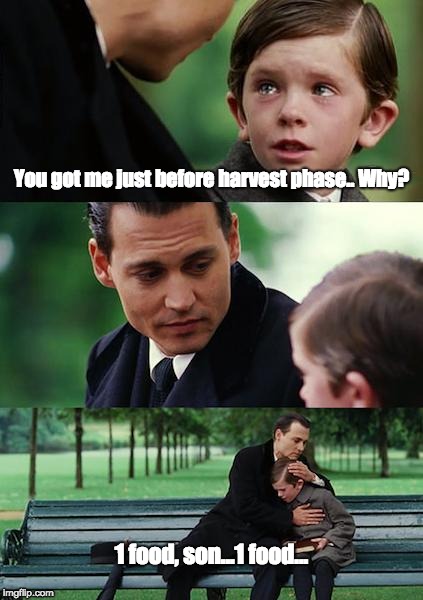 Finding Neverland Meme | You got me just before harvest phase.. Why? 1 food, son...1 food... | image tagged in memes,tabletop,board game,farming,agricultural,strategy | made w/ Imgflip meme maker