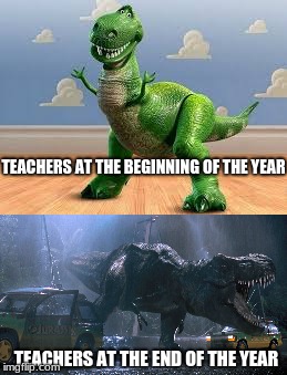 only three more weeks left... | TEACHERS AT THE BEGINNING OF THE YEAR; TEACHERS AT THE END OF THE YEAR | image tagged in school,summer vacation | made w/ Imgflip meme maker