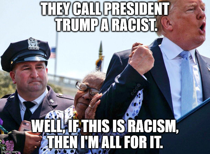 President Trump is NOT a racist and this proves it!  | THEY CALL PRESIDENT TRUMP A RACIST. WELL, IF THIS IS RACISM, THEN I'M ALL FOR IT. | image tagged in president trump,racism,lies from the left,clifton shepherd cliffshep | made w/ Imgflip meme maker
