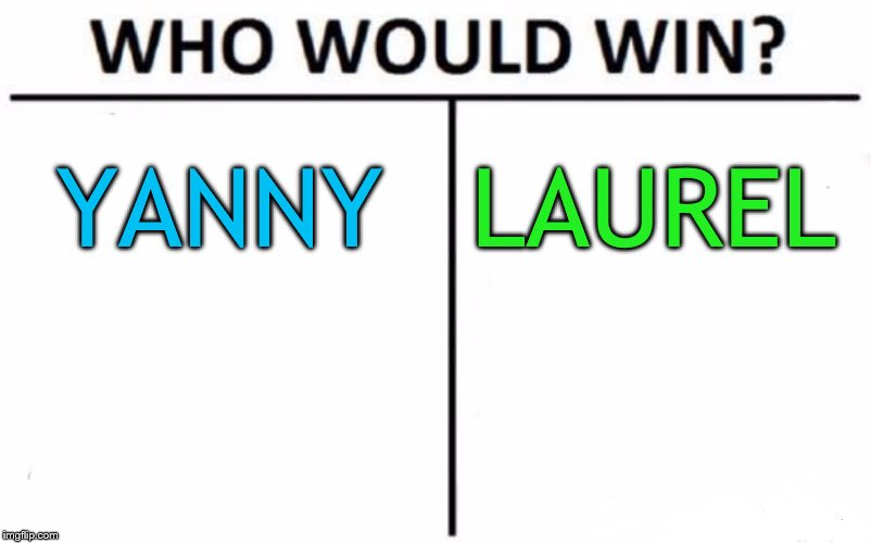 If you have no idea what this is about, google "yanny vs laurel". VERY COOL! | LAUREL; YANNY | image tagged in memes,who would win,yanny vs laurel,i heard moron | made w/ Imgflip meme maker