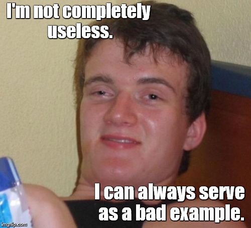 10 Guy Meme | I'm not completely useless. I can always serve as a bad example. | image tagged in memes,10 guy | made w/ Imgflip meme maker