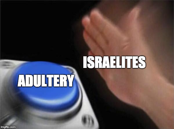 Blank Nut Button | ISRAELITES; ADULTERY | image tagged in memes,blank nut button | made w/ Imgflip meme maker