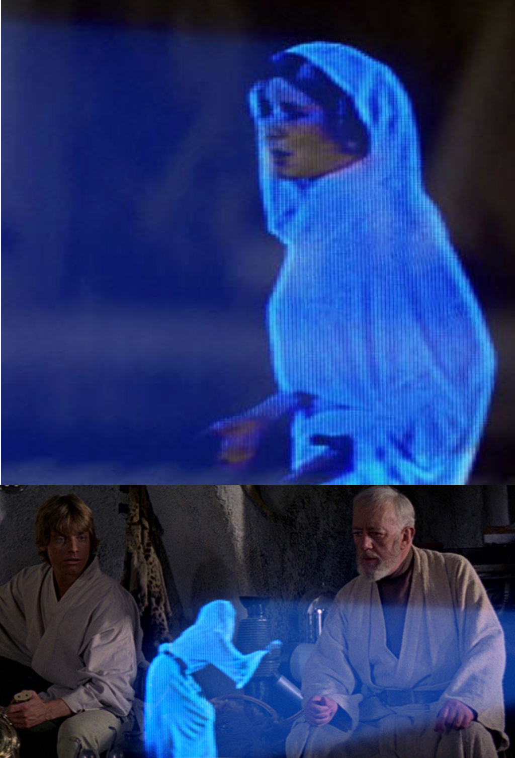 High Quality Leia, Luke, and Obi-Wan Blank Meme Template