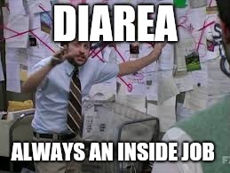 conspiracy theory | DIAREA; ALWAYS AN INSIDE JOB | image tagged in conspiracy theory | made w/ Imgflip meme maker