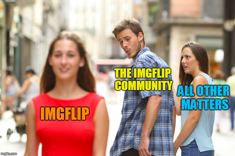 Distracted Boyfriend Meme | IMGFLIP THE IMGFLIP COMMUNITY ALL OTHER MATTERS | image tagged in memes,distracted boyfriend | made w/ Imgflip meme maker
