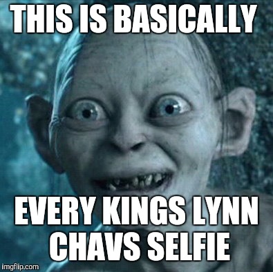 Gollum Meme | THIS IS BASICALLY; EVERY KINGS LYNN CHAVS SELFIE | image tagged in memes,gollum | made w/ Imgflip meme maker