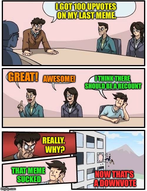 Critics have it tough sometimes. | NOW THAT'S A DOWNVOTE | image tagged in boardroom meeting suggestion,meanwhile on imgflip,memes,funny | made w/ Imgflip meme maker