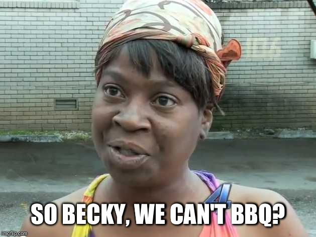 #bbqBECKY, bbq | SO BECKY, WE CAN'T BBQ? | image tagged in #bbqbecky bbq | made w/ Imgflip meme maker
