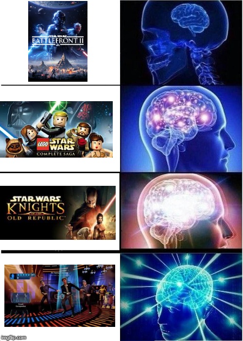 Best Star Wars Games | image tagged in memes,expanding brain | made w/ Imgflip meme maker