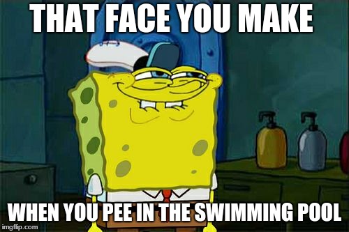 Don't You Squidward Meme | THAT FACE YOU MAKE; WHEN YOU PEE IN THE SWIMMING POOL | image tagged in memes,dont you squidward | made w/ Imgflip meme maker