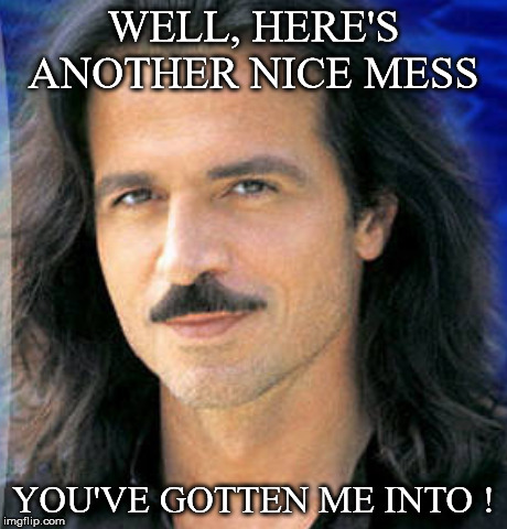 what the Interwebs do to my brain | WELL, HERE'S ANOTHER NICE MESS; YOU'VE GOTTEN ME INTO ! | image tagged in yanni,laurel | made w/ Imgflip meme maker