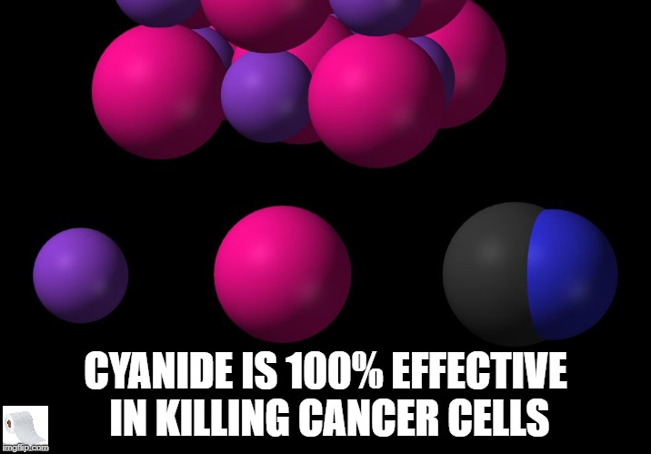 CYANIDE IS 100% EFFECTIVE IN KILLING CANCER CELLS | image tagged in cyanide | made w/ Imgflip meme maker