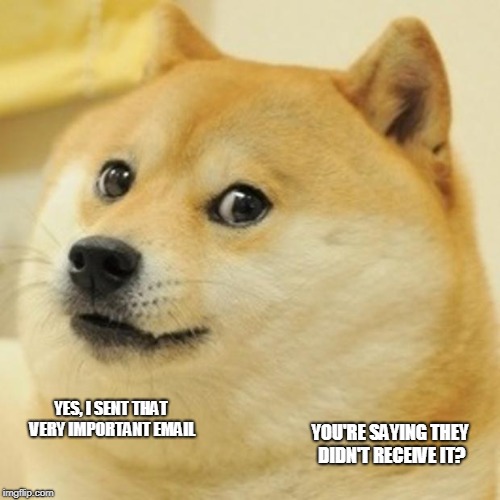 Doge Meme | YES, I SENT THAT VERY IMPORTANT EMAIL; YOU'RE SAYING THEY DIDN'T RECEIVE IT? | image tagged in memes,doge | made w/ Imgflip meme maker