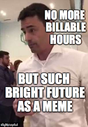 Aaron Schlossberg Racism | NO MORE BILLABLE HOURS; BUT SUCH BRIGHT FUTURE AS A MEME | image tagged in aaron schlossberg racism | made w/ Imgflip meme maker