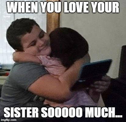 WHEN YOU LOVE YOUR; SISTER SOOOOO MUCH... | image tagged in what love is | made w/ Imgflip meme maker