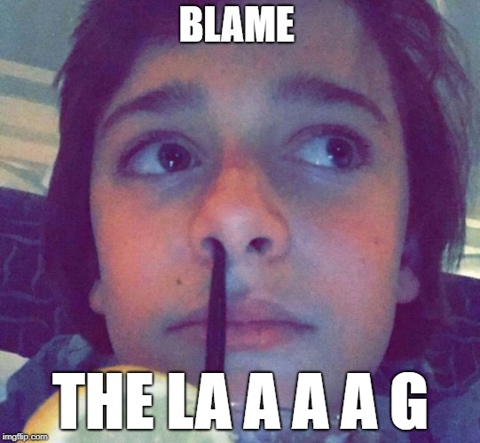 BLAME; THE LA A A A G | image tagged in funny memes,meme | made w/ Imgflip meme maker