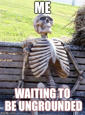 Waiting Skeleton Meme | ME; WAITING TO BE UNGROUNDED | image tagged in memes,waiting skeleton | made w/ Imgflip meme maker