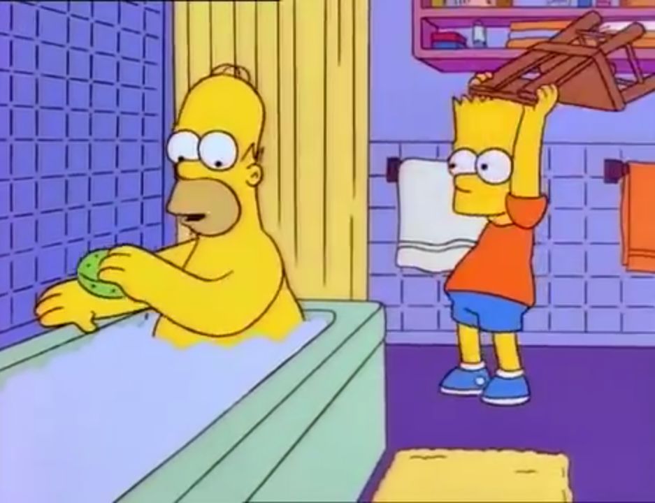High Quality Bart hits Homer with chair Blank Meme Template
