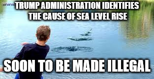 TRUMP ADMINISTRATION IDENTIFIES THE CAUSE OF SEA LEVEL RISE; SOON TO BE MADE ILLEGAL | image tagged in rising seas | made w/ Imgflip meme maker