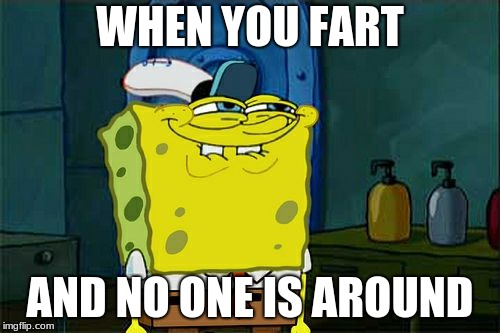 Don't You Squidward Meme | WHEN YOU FART; AND NO ONE IS AROUND | image tagged in memes,dont you squidward | made w/ Imgflip meme maker