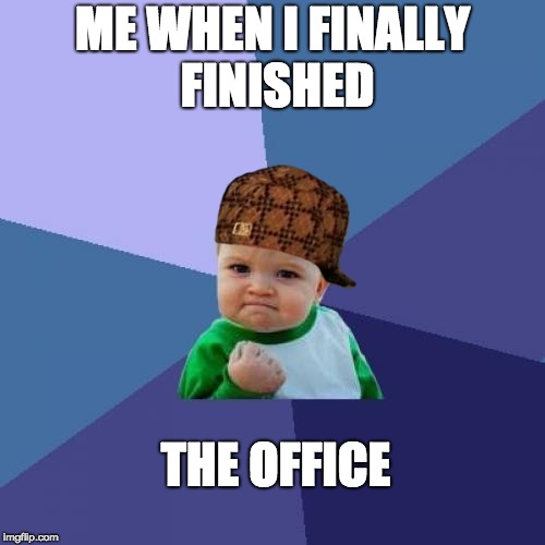 Success Kid | ME WHEN I FINALLY FINISHED; THE OFFICE | image tagged in memes,success kid,scumbag | made w/ Imgflip meme maker