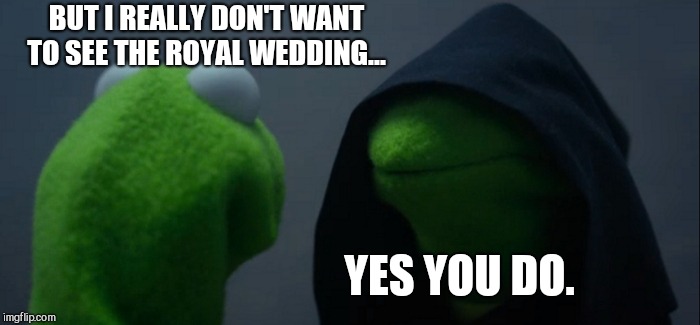 Evil Kermit Meme | BUT I REALLY DON'T WANT TO SEE THE ROYAL WEDDING... YES YOU DO. | image tagged in memes,evil kermit | made w/ Imgflip meme maker