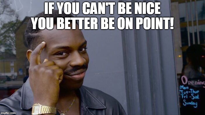 Roll Safe Think About It Meme | IF YOU CAN'T BE NICE YOU BETTER BE ON POINT! | image tagged in memes,roll safe think about it | made w/ Imgflip meme maker