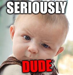 Skeptical Baby Meme | SERIOUSLY; DUDE | image tagged in memes,skeptical baby | made w/ Imgflip meme maker