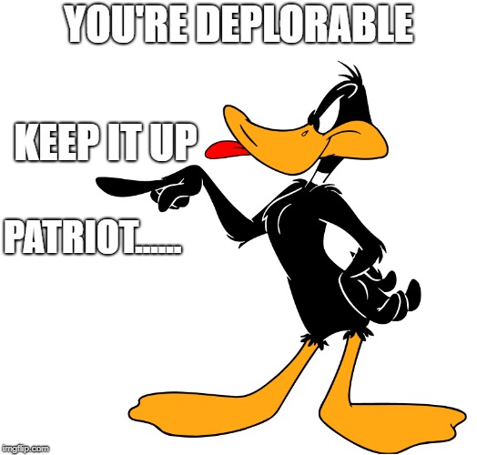 YOU'RE DEPLORABLE; KEEP IT UP; PATRIOT...... | image tagged in deplorables,patriots | made w/ Imgflip meme maker